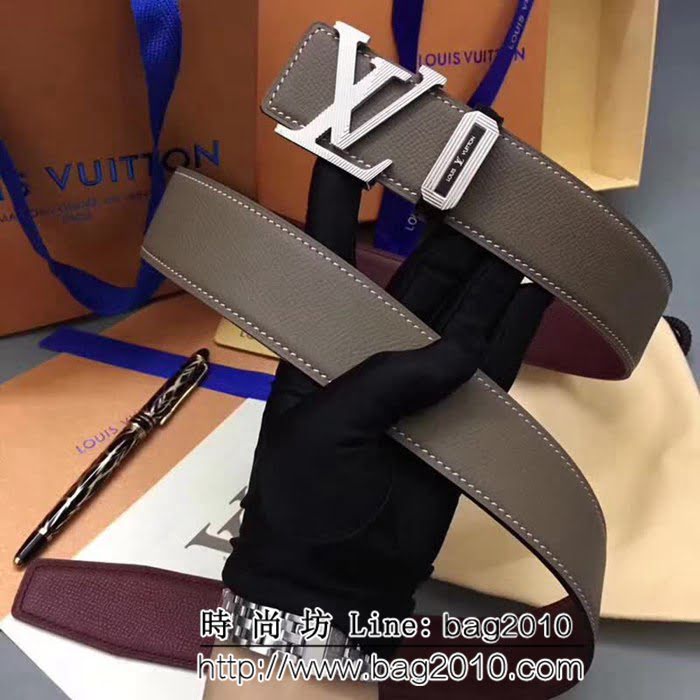 路易威登LV 純手工雙面手掌紋 專櫃奢華條紋鋼扣 男士皮帶 LHG1282